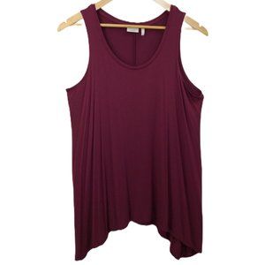 LOGO Lori Goldstein 1X Knit Asymmetric Tunic Top